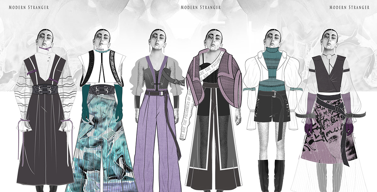 Design Project Drawing  Fashion  ILLUSTRATION  modern portfolio sketch Digital Art  fashion art fashion design