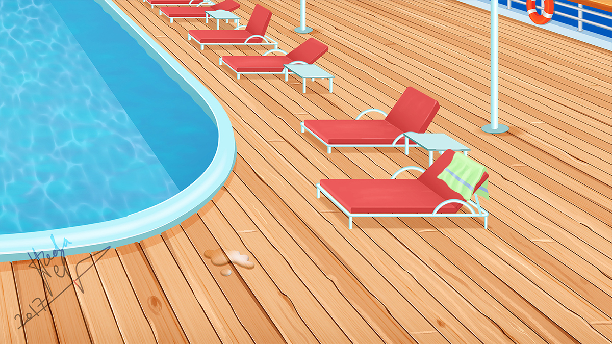 ship cruise 2D background Illustrator animation 