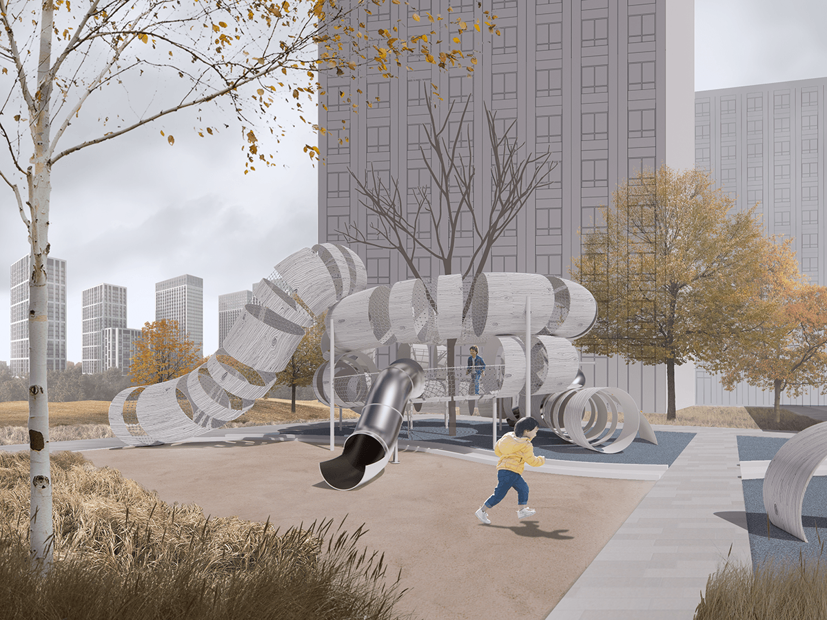 architecture visualization Project student portfolio photoshop Playground children Rhinoceros 3D