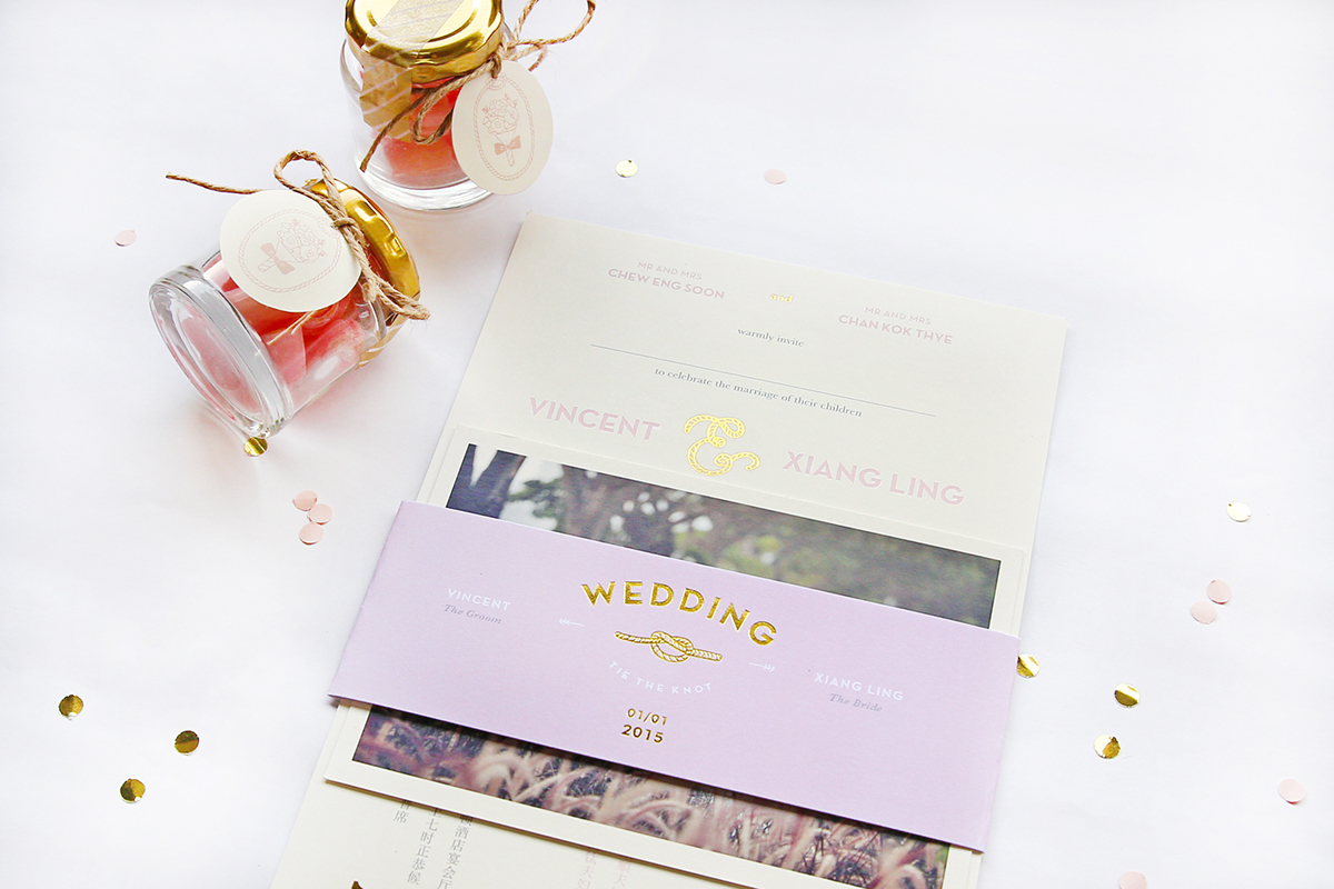 wedding tietheknot stationary bridal cards invites favour envelope map hotstamp gold pink marriage bespoke nekoandfox