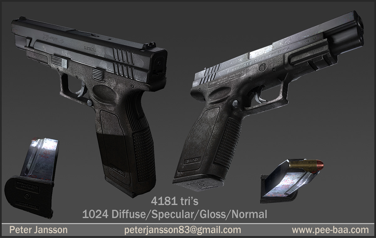 pistol normal map lowpoly game-art Games
