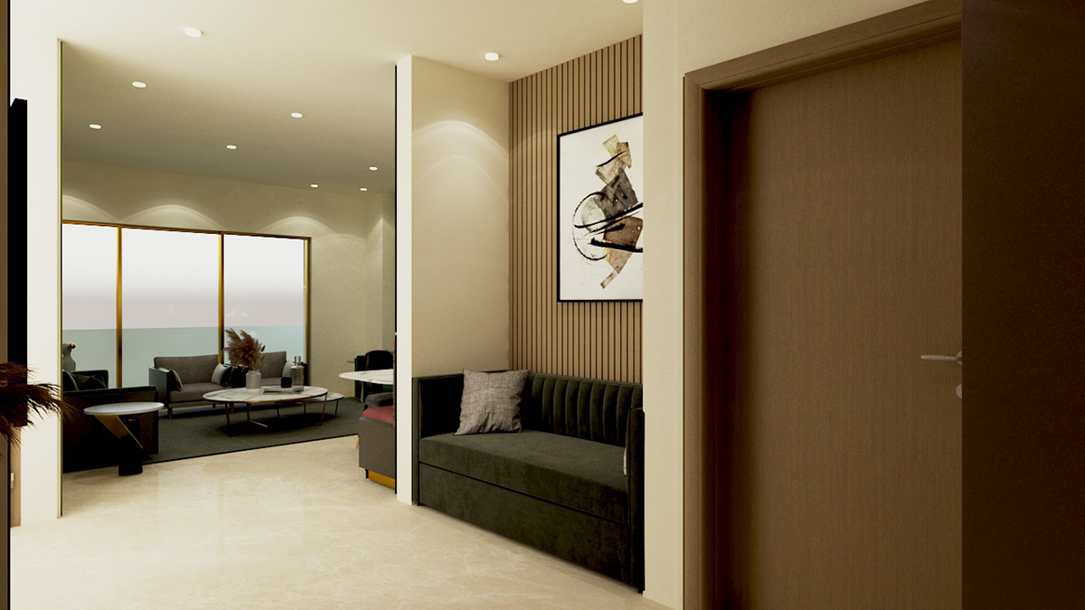 3ds max bedroom credenza furniture Interior interior design  living room lobby design modern Render