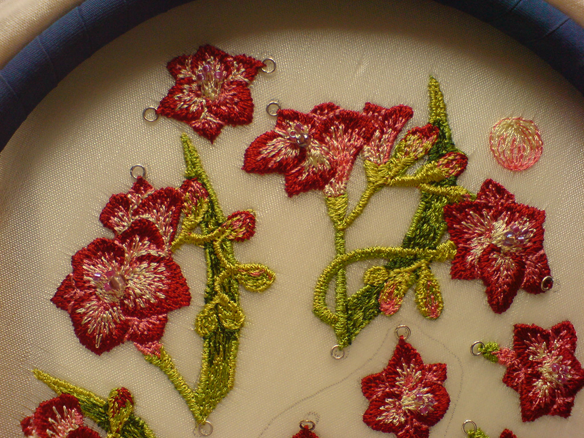 Jewellery  colour  embroidery  flowers 