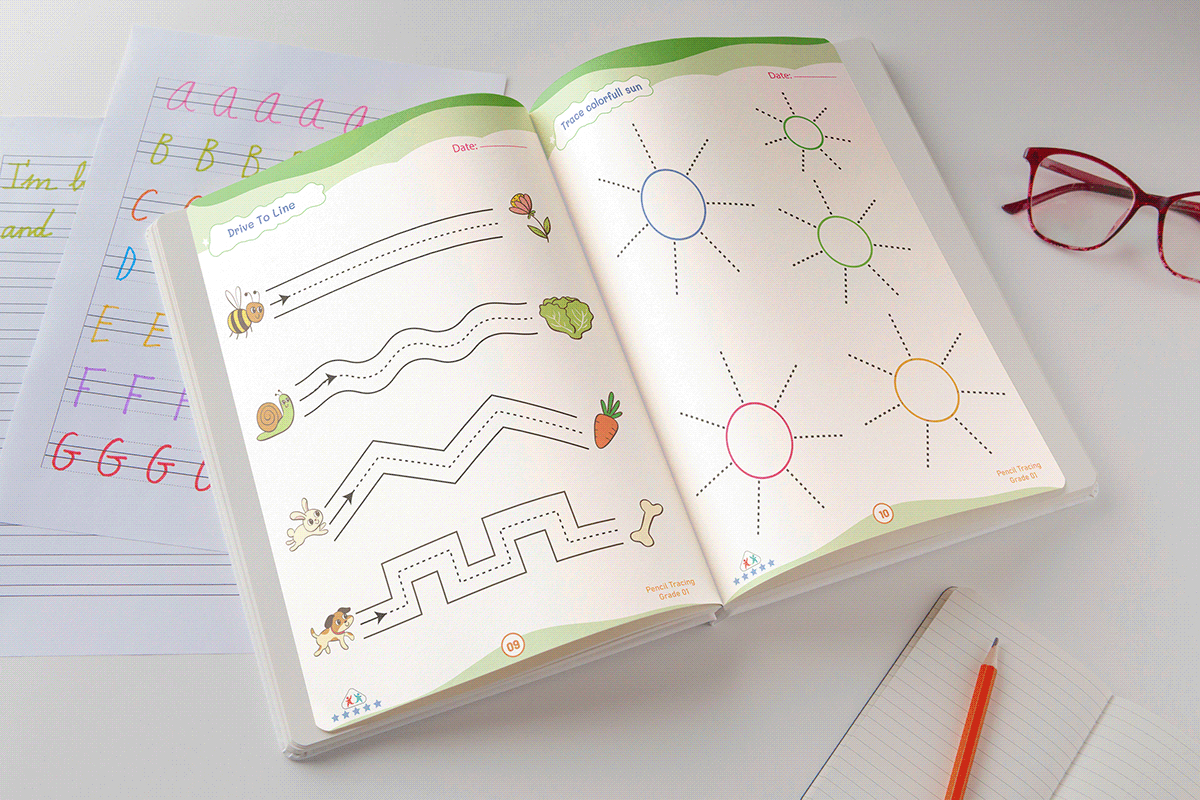 kindle kdp children's book Interior book cover graphics design Pencil control pencil tracing