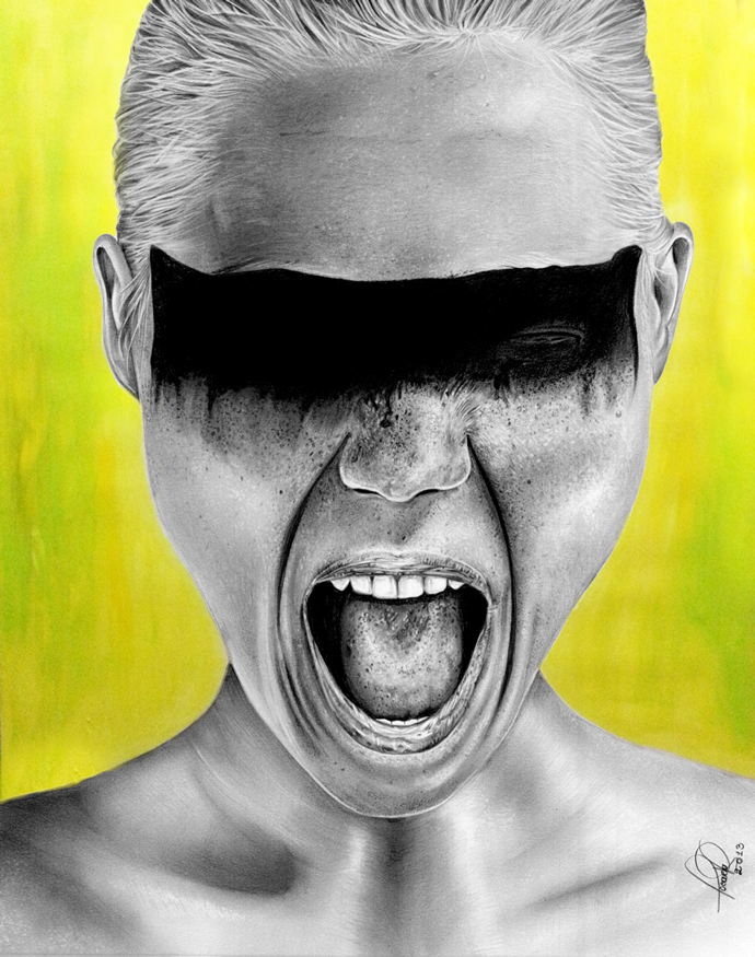 Kate Pencil Drawig portrair yellow face loud