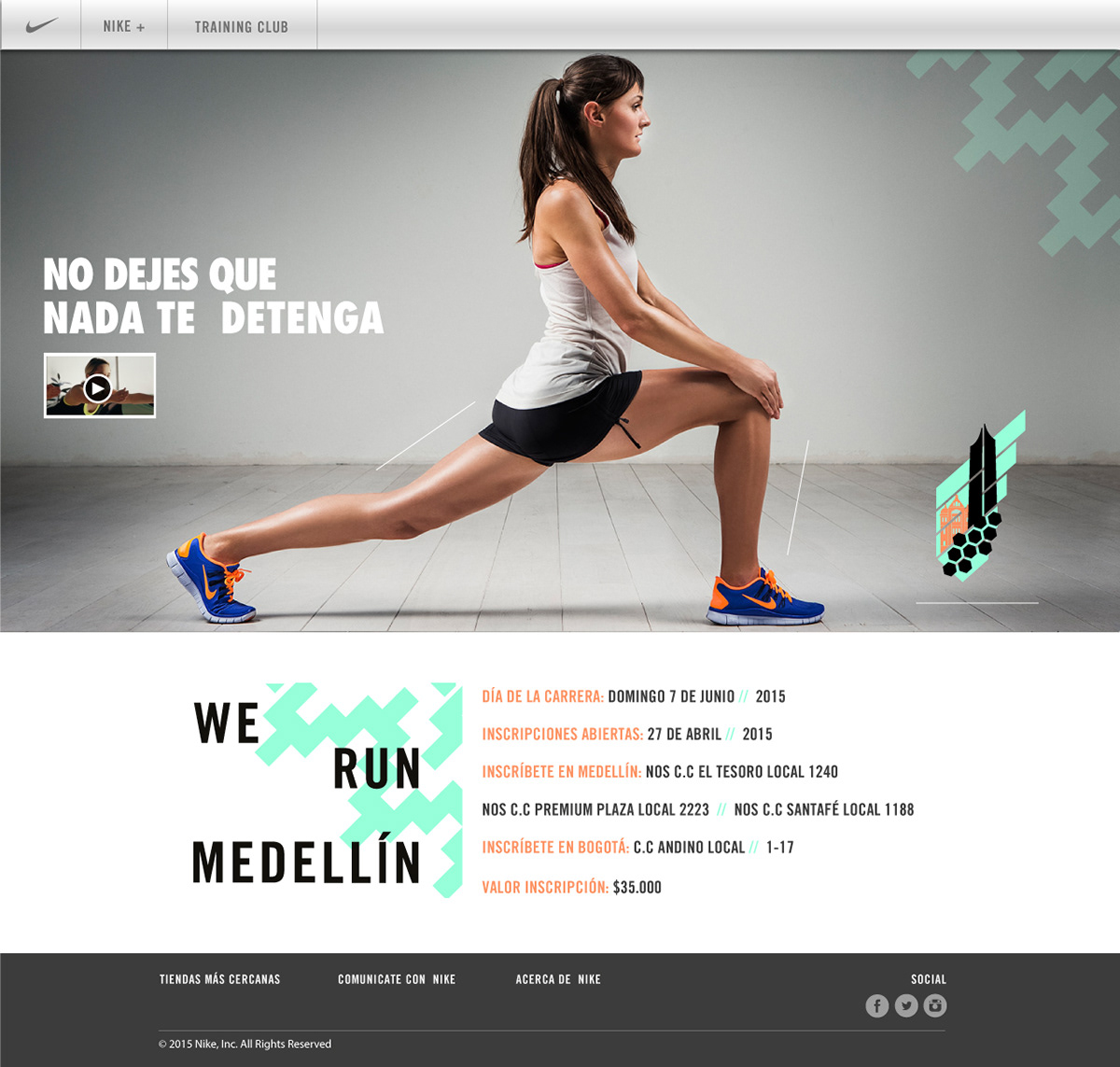 Nike nikerunning 10kMedellin justdoit Webdesign gallerydesign graphicdesign