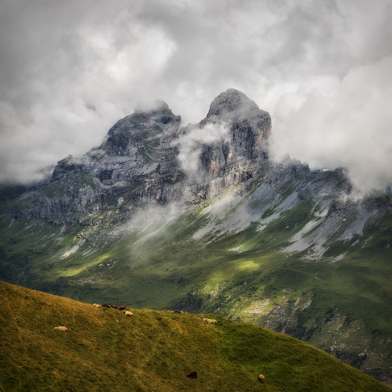 mountains Switzerland clouds Alpen tower Landscape Nature