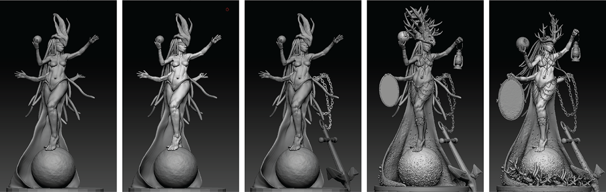 3D Zbrush sculpture art goddess woman black woman sea