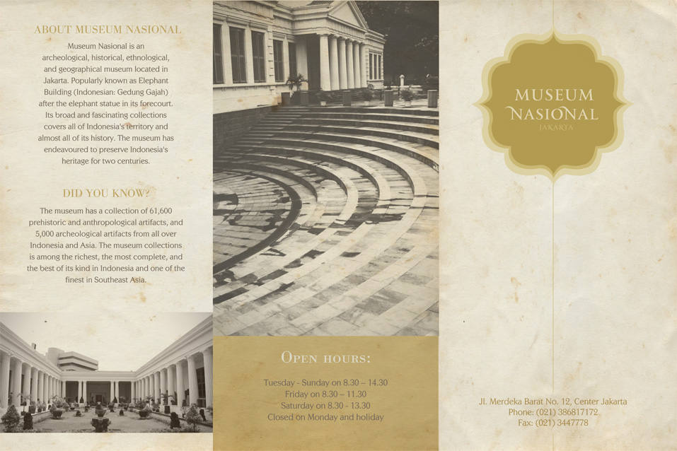 museum national museum gajah heritage colonial Classic old Authentic White gold bronze jakarta identity nasional indonesia logo postcard poster Signage Precious