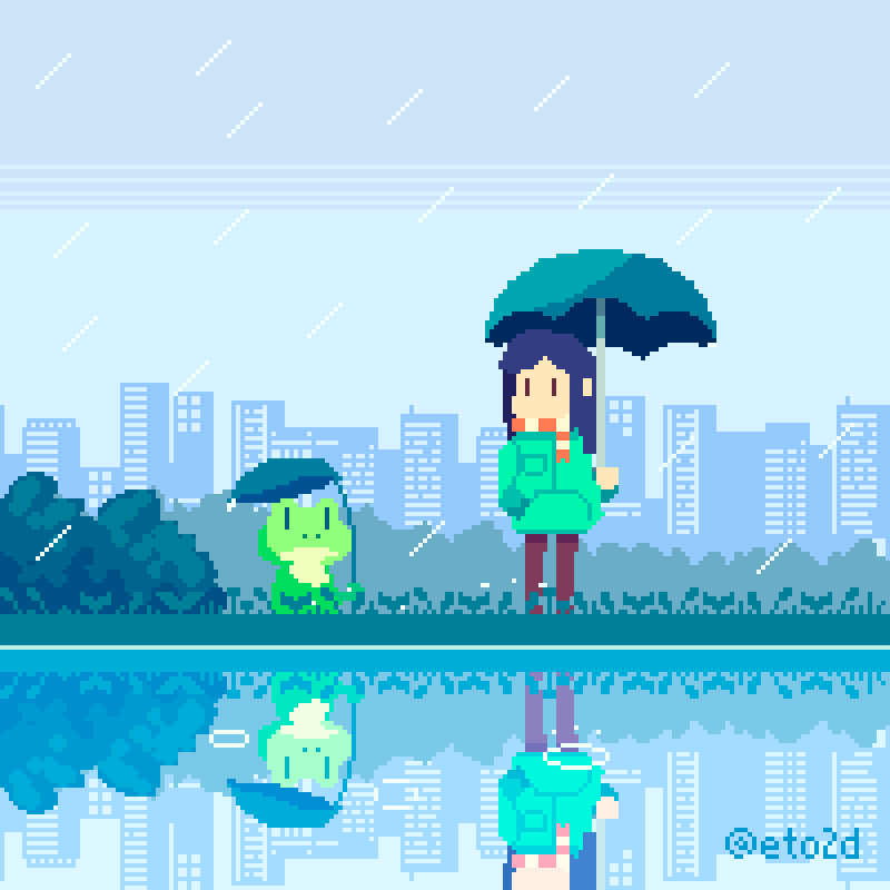 Rainy Day Pixel Art. 