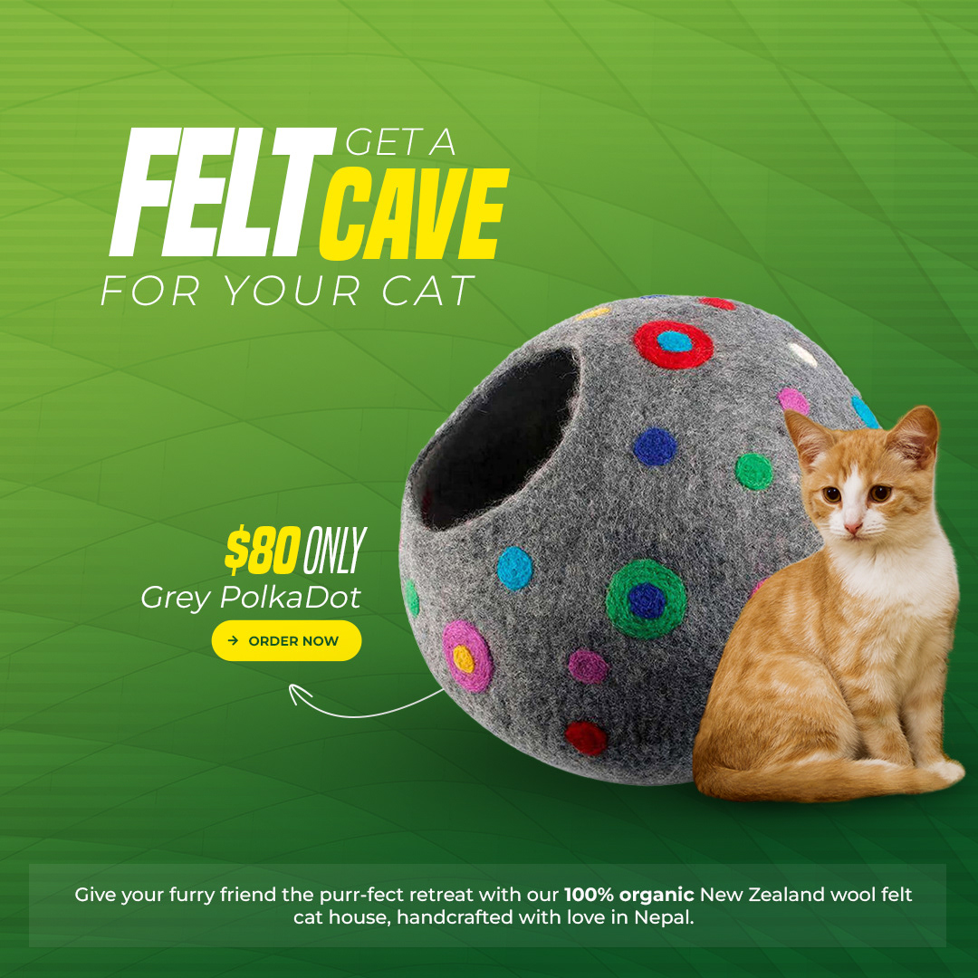 Grey polka-dotted cat cave for sale at the best price in Australia from Mero Samparka.
