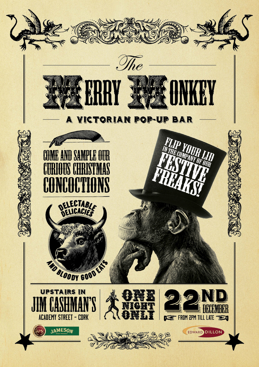 poster monkey Victorian bar cocktails