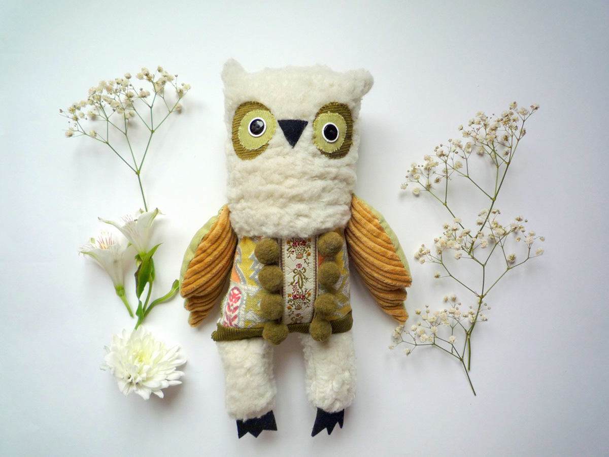 stuffed owl soft toy stuffed friend ooak soft doll