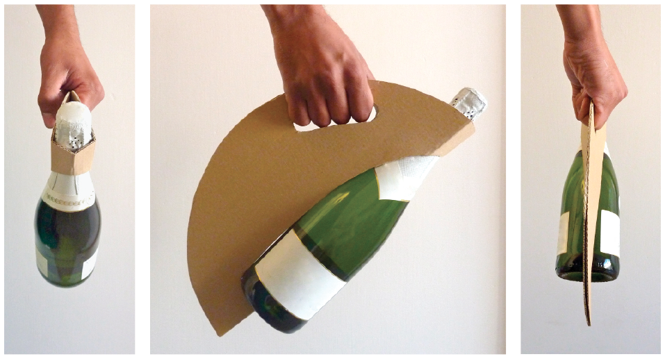 Pack bottle innovation Creativity Transport bag cardboard eco ecological biodegradable wine cava Champagne