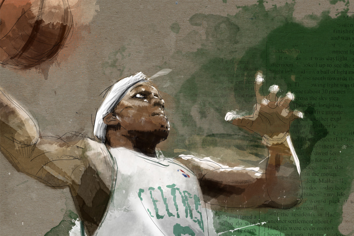 Rajon Rondo basket NBA digital painting mixed media