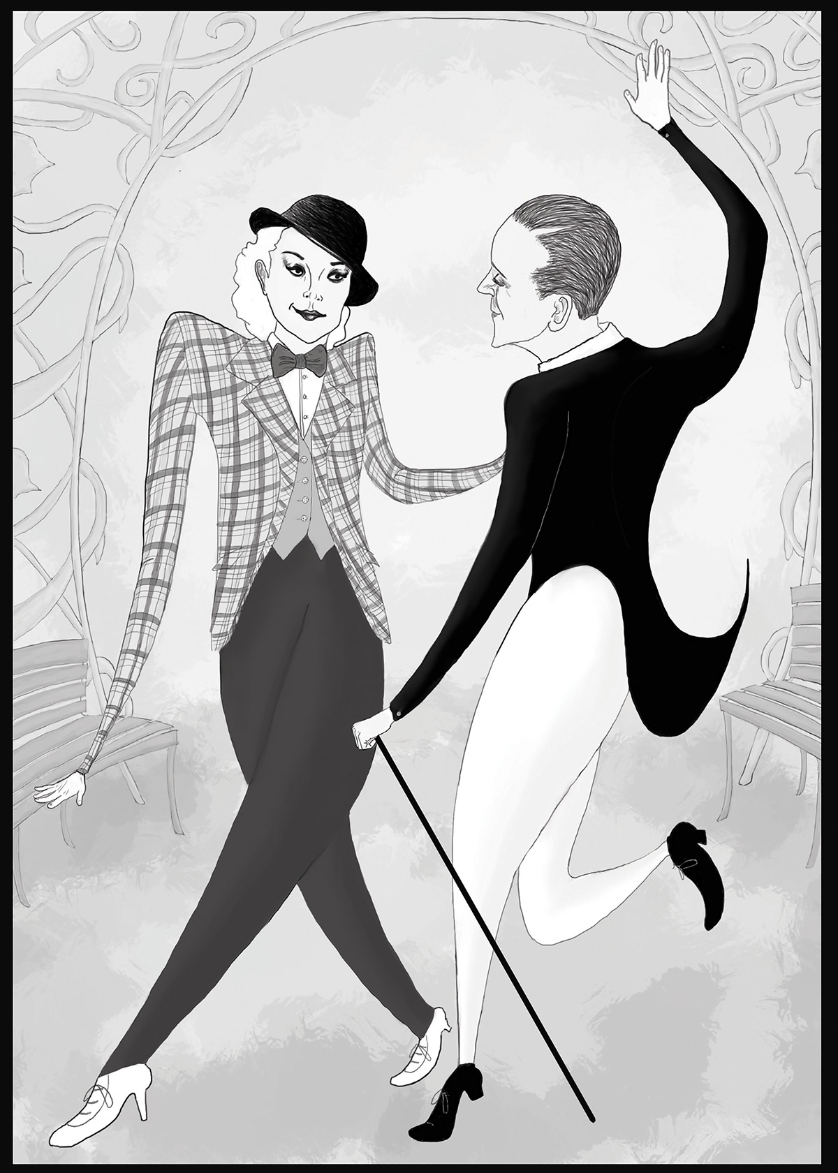 top hat fred astaire Ginger Rodgers old movie editorial black and white dancing photoshop digital sva