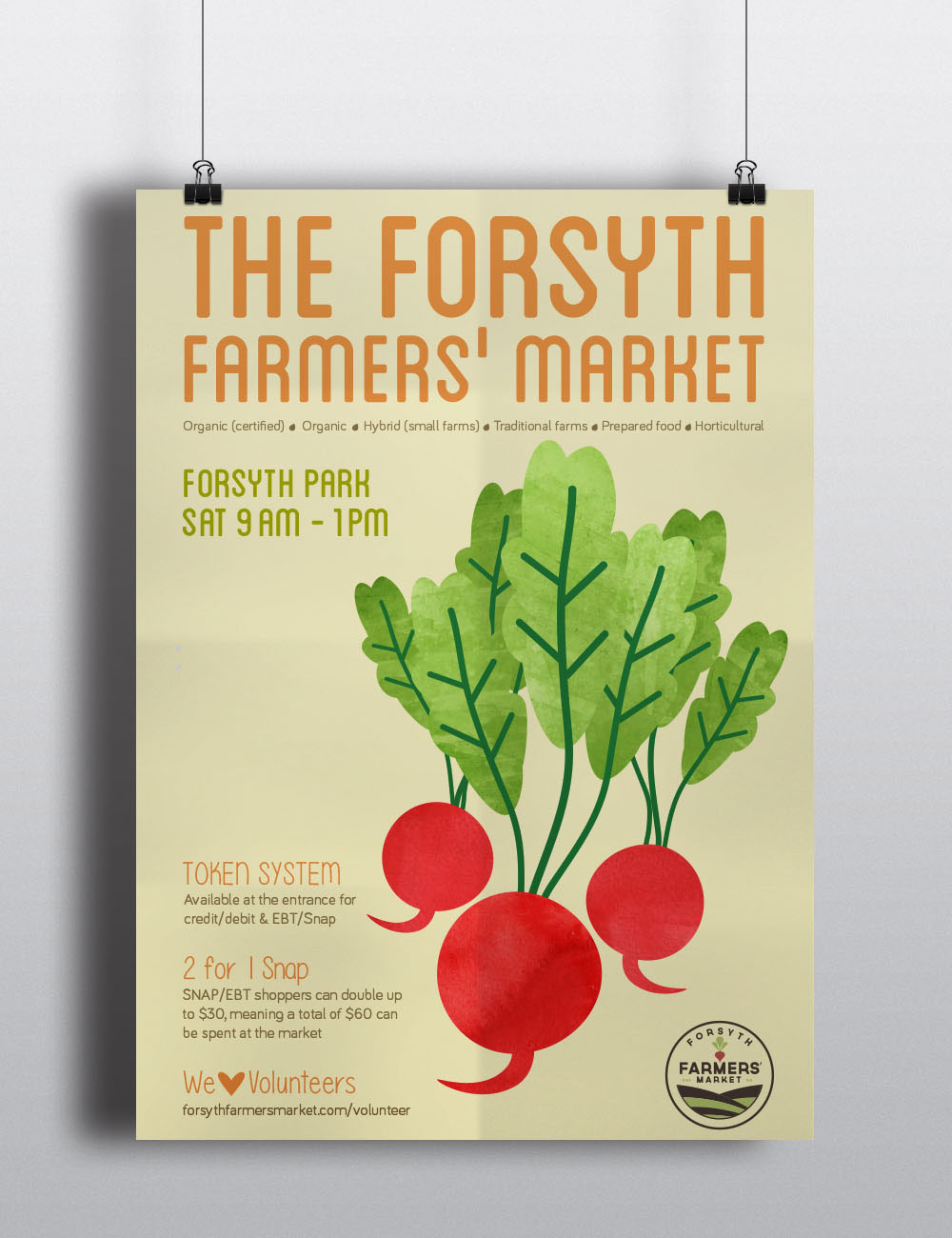 Forsyth Farmers Market Bring it Home Rebrand marketing   farmers market vegetables Fruit farm Food  Giving Back community design deliverables Savannah Georgia