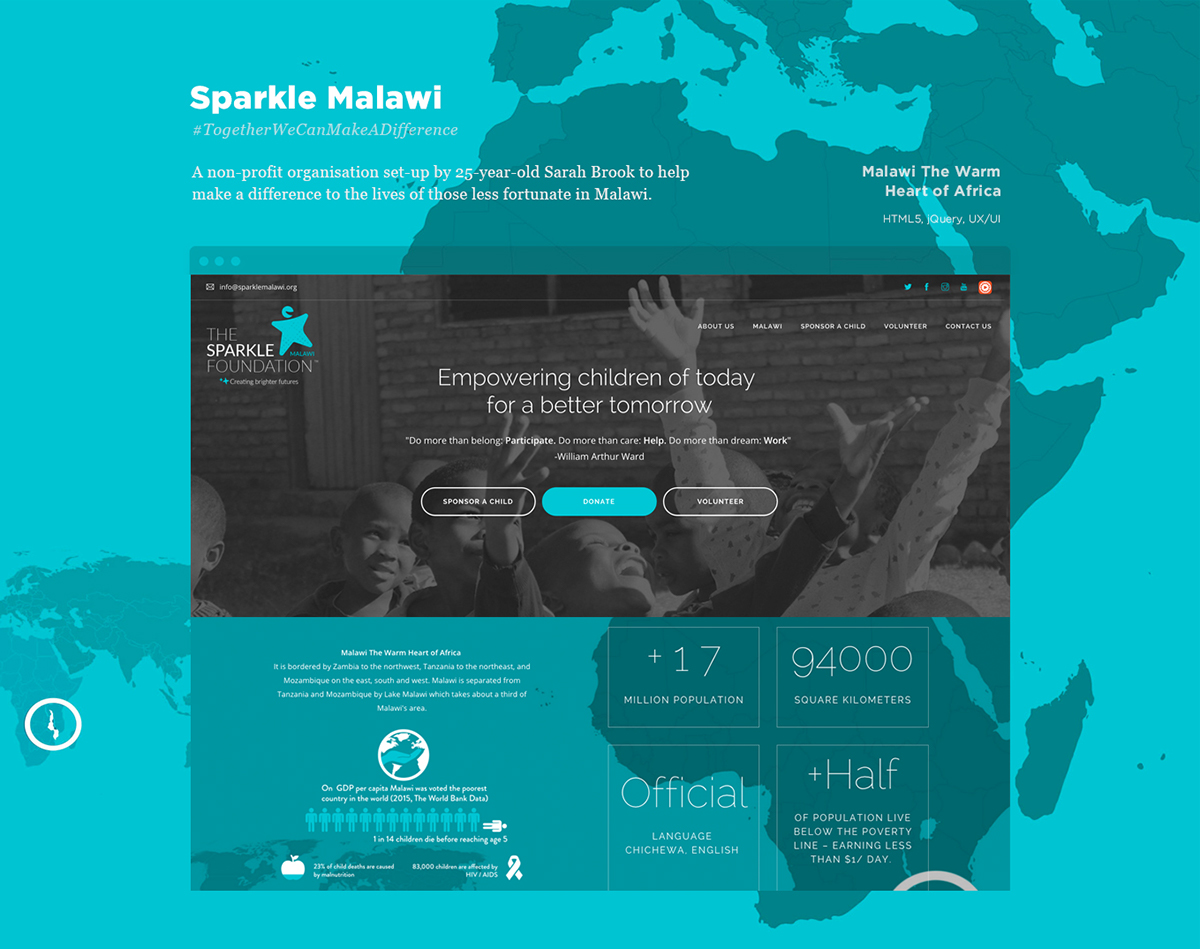 charity malawi Baby Blue slides Website Design