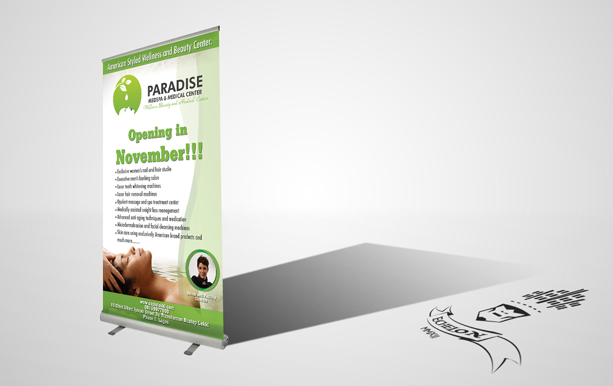 logo banner flyer onlineads Spa medical leaves green Health MedSpa art design advert
