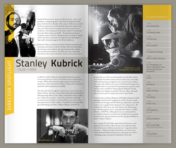 Harvard Movies Kubrick Stanley Kubrick harvard film archive schedule brochure