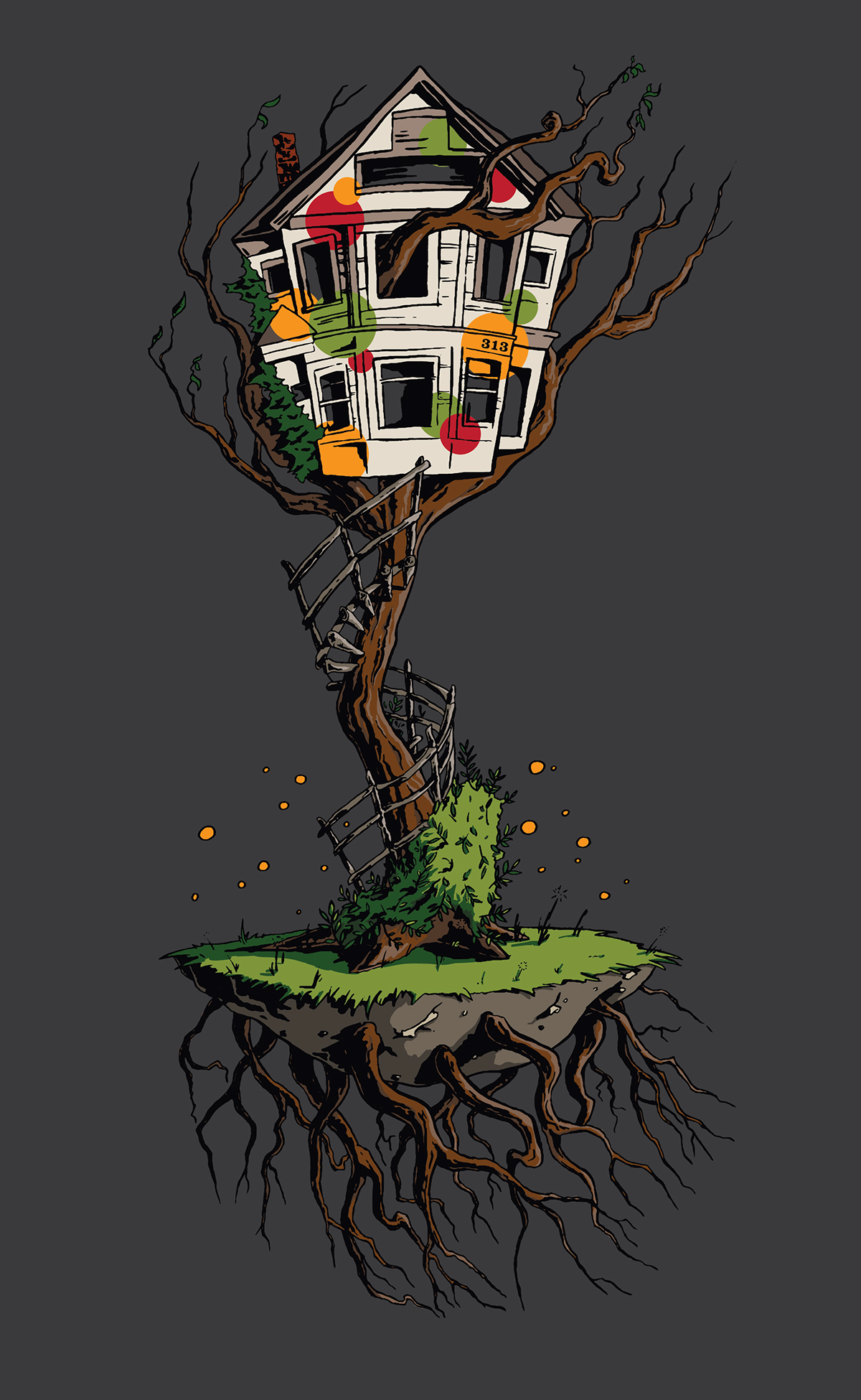 Treehouse roots color heidelberg detroit Urban revitalize grow Tree  digital graphic art Clothing tshirt