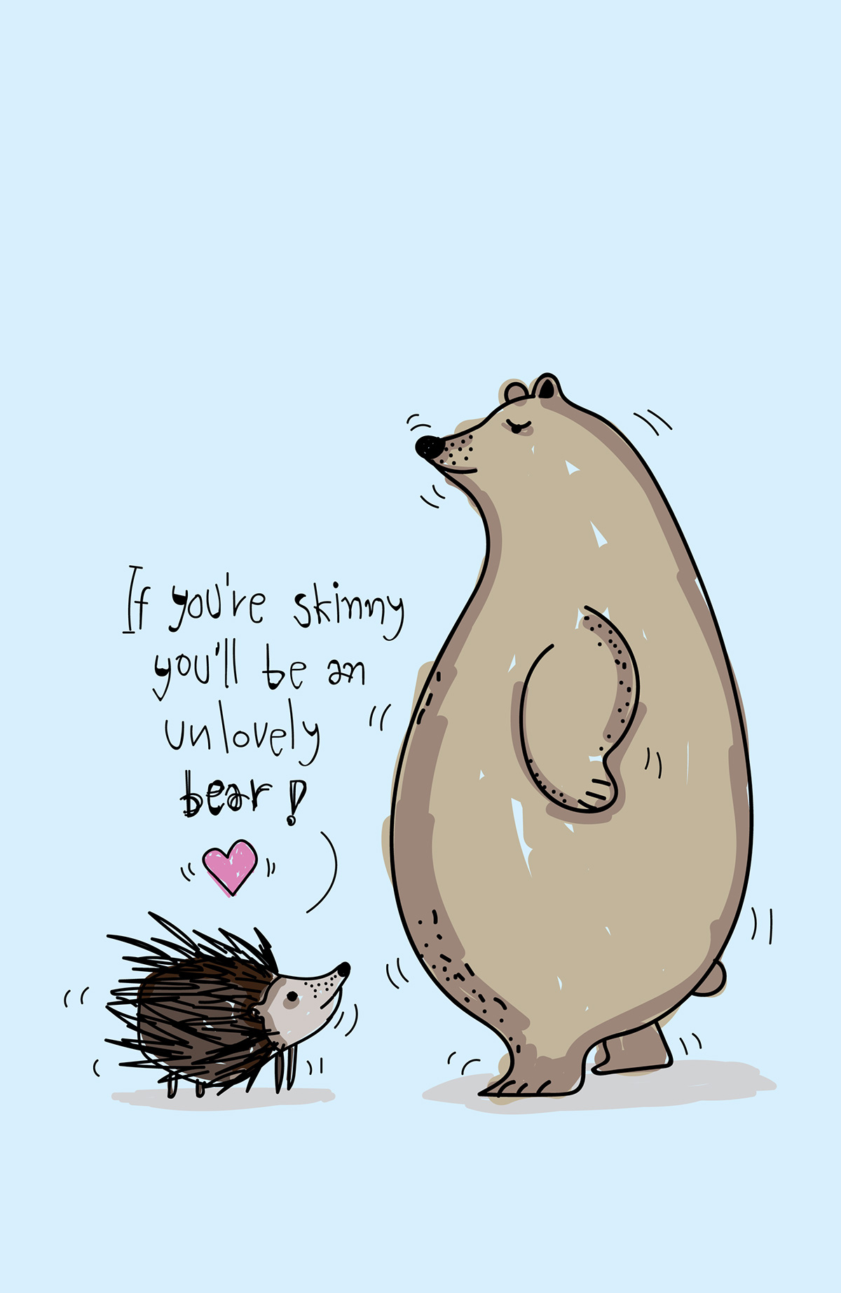 bear Hedgehog Love funny animal ILLUSTRATION  cute cartoon Character design 