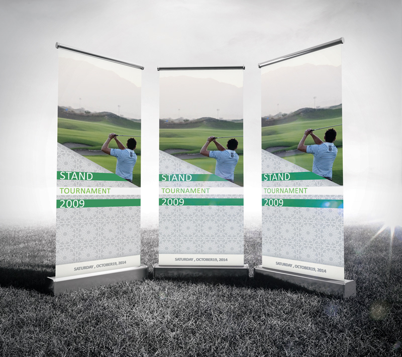print Mockup Roll-Up green banner graphicriver bio golf