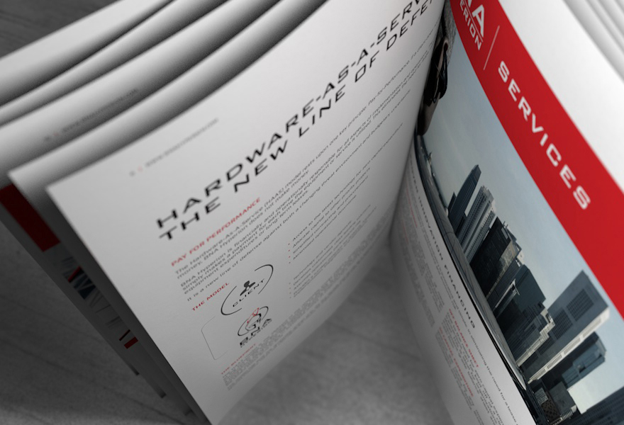 brochure security corporate red concrete strong brand pages 3D visual Military advanced editorial