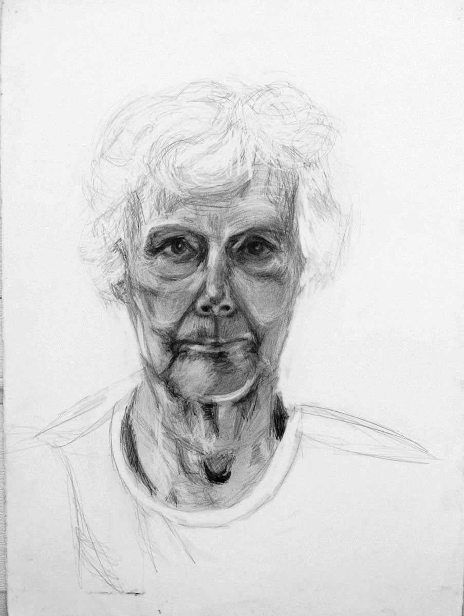 portrait figure nude series graphite charcoal acrylic