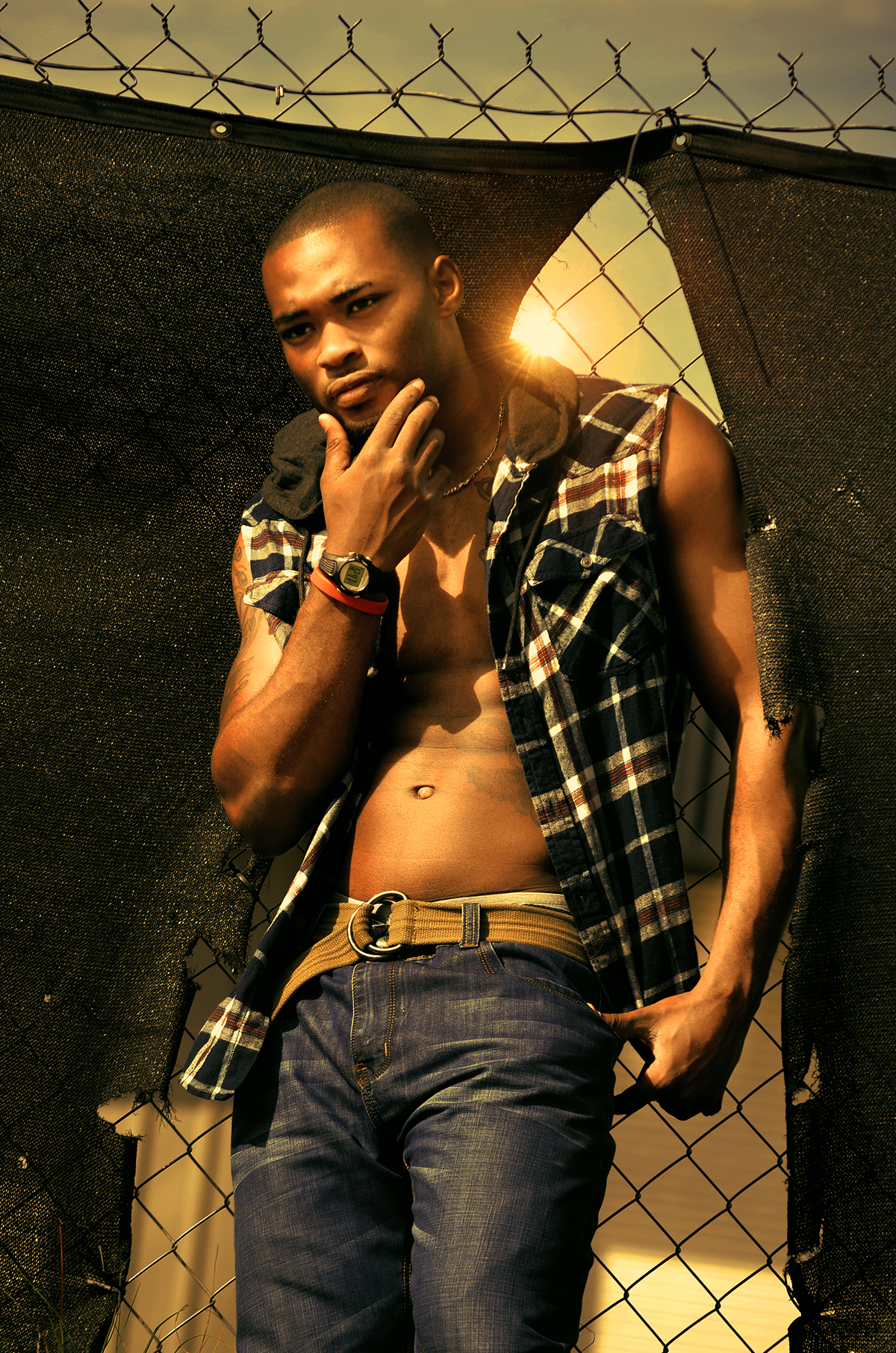 male model CHEVY Throwback Cars shirtless black african american