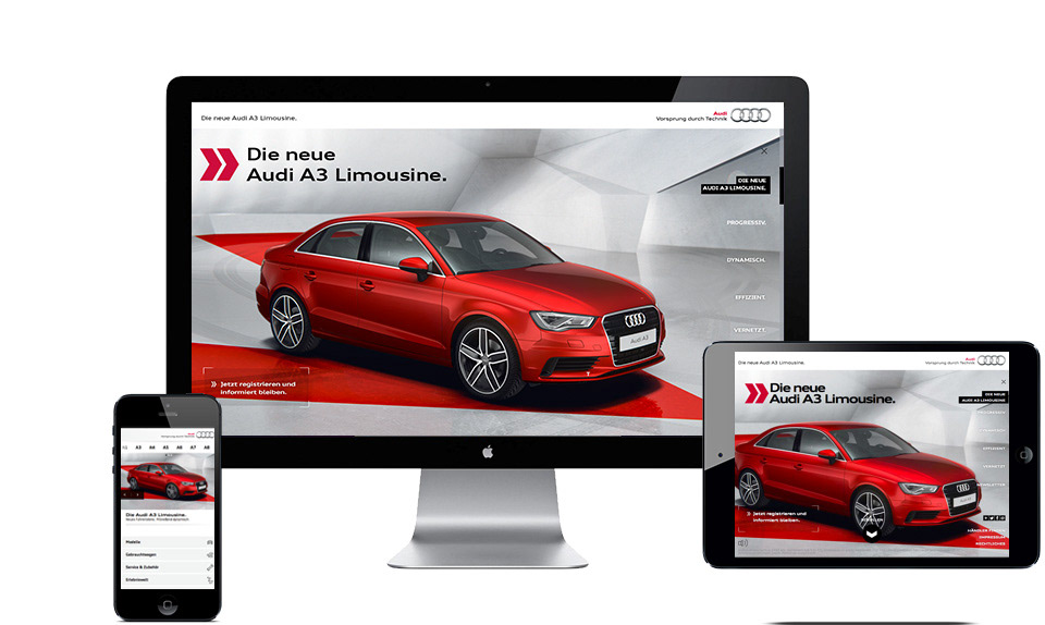 Audi HTML 5 microsite Audi A3 sedan car automotive   Webspecial Scrolling Page