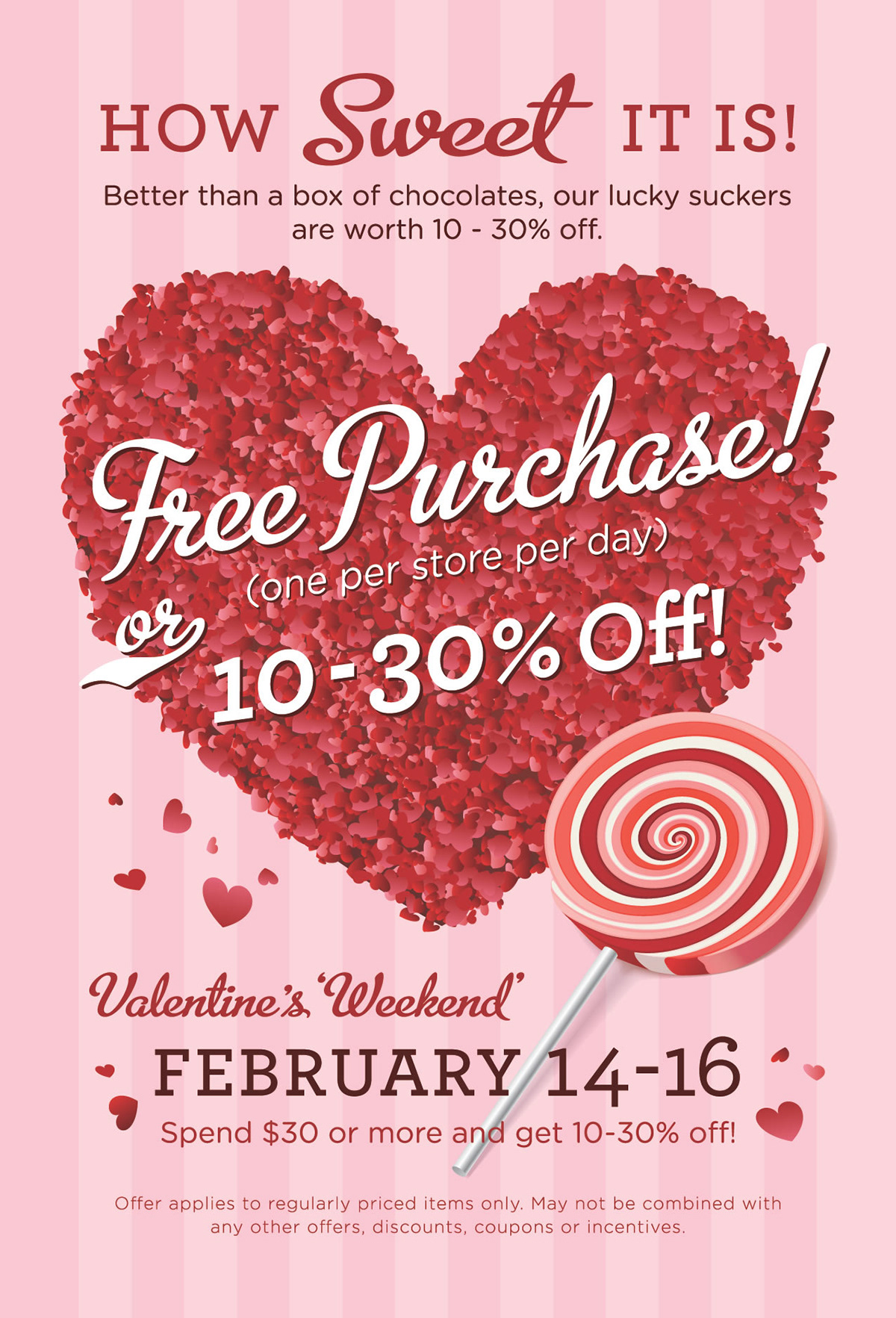 design Valentine's Day promo Free Purchase sale discount