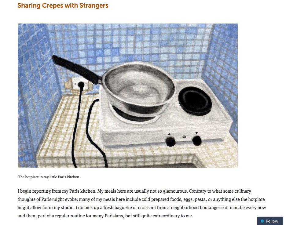 Food  wordpress Paris kitchen gouache reportage Visual Narrative interview CREPES