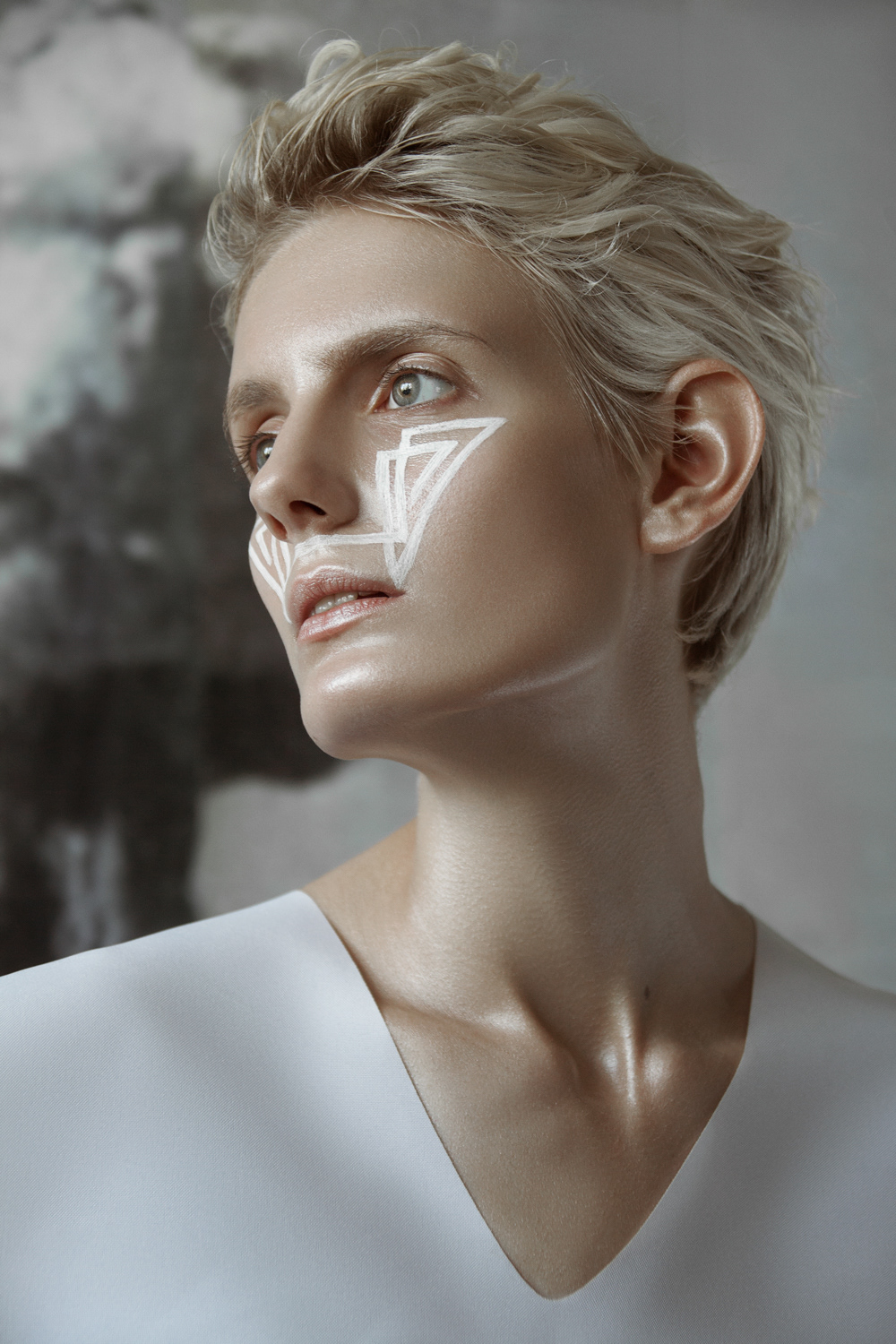 makeup shooting beauty portrait retouch bodyart sculpture White