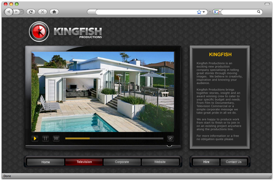 kingfish productions Webdesign
