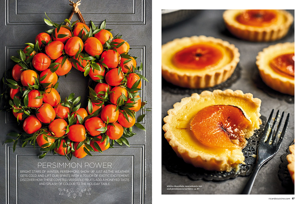 art direction  Food  food photography food styling Holiday persimmons Prop Styling editorial design 