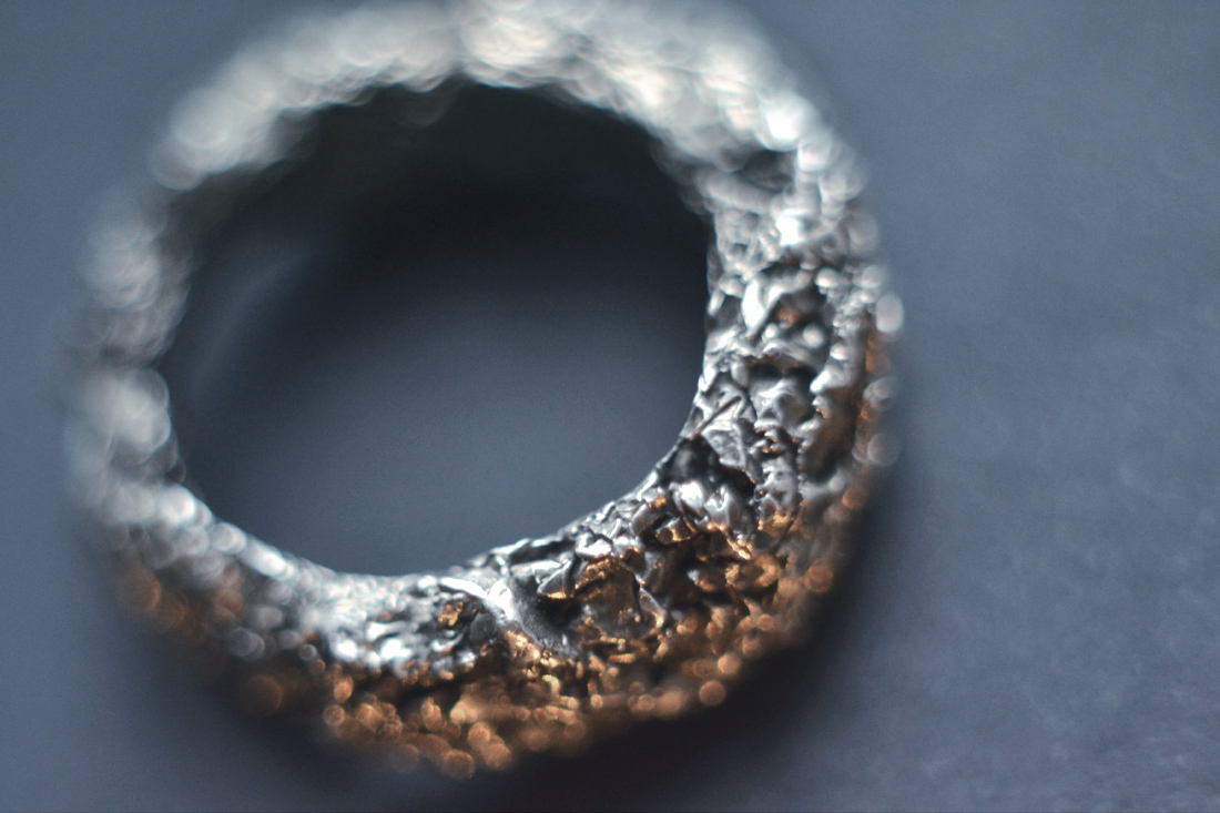 silver ring rough texture metal experiment