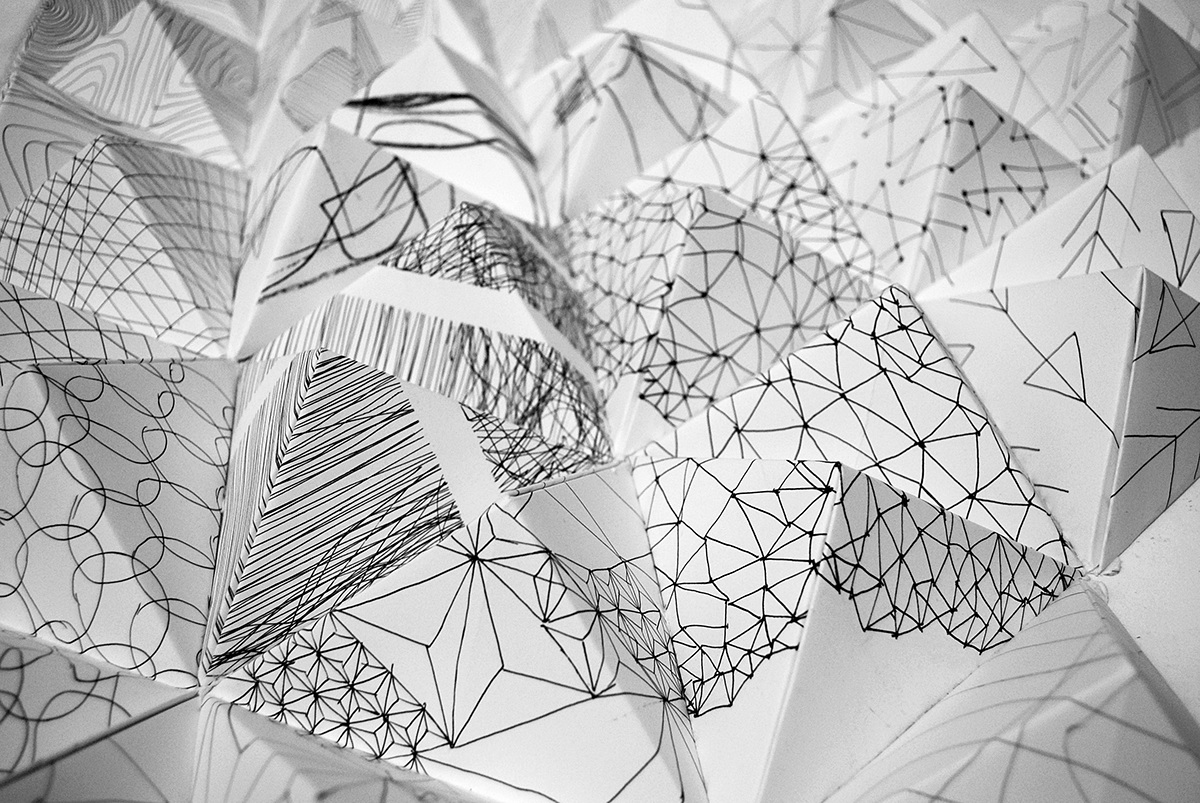 ink papersculpture graphicdesign paperart graphism shapes lights Drawing  origami  conceptualart