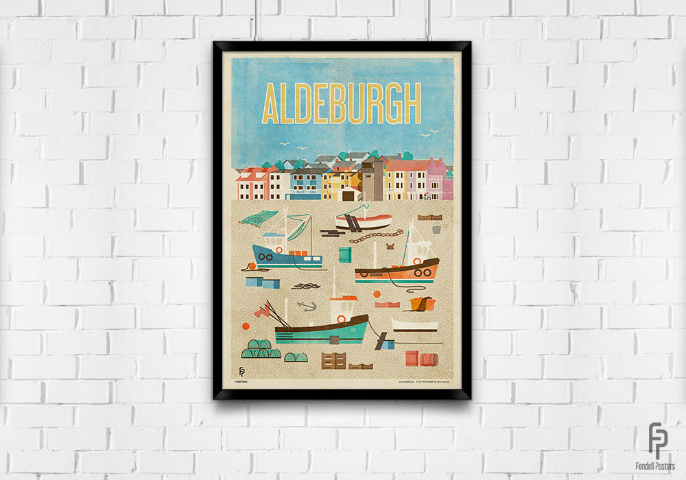 aldeburgh Suffolk england UK poster print Boats beach fishing Fendell Posters