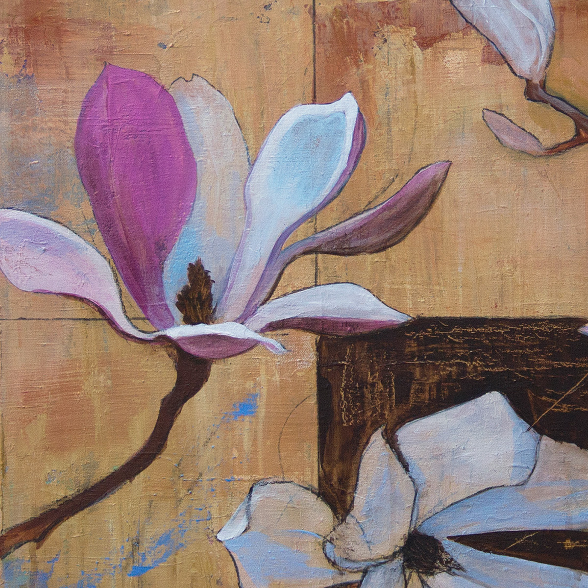 magnolia flower bloom symbolism floral painting   acrylic charcoal naivism Drawing 