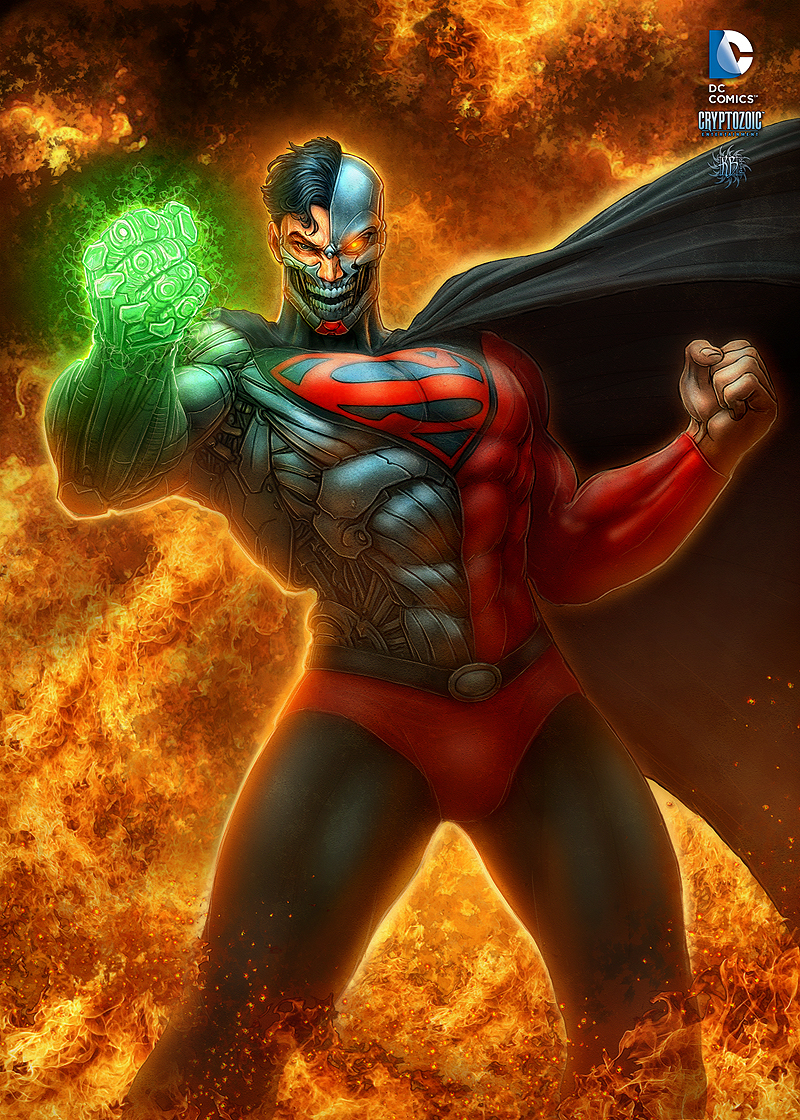 Kerem Beyit digital painting superman Dc Comics cyborg superman comic Trading Card Card Art
