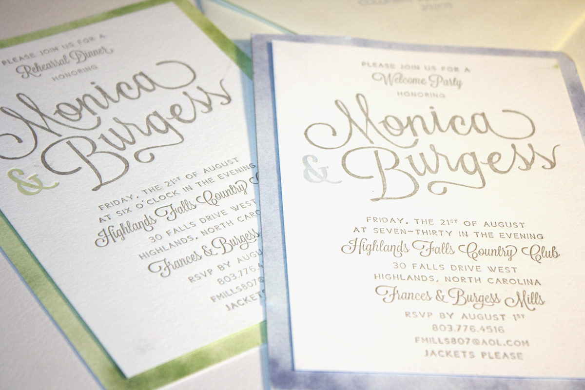 letterpress lettering wedding Invitation rehearsal dinner koozies invites