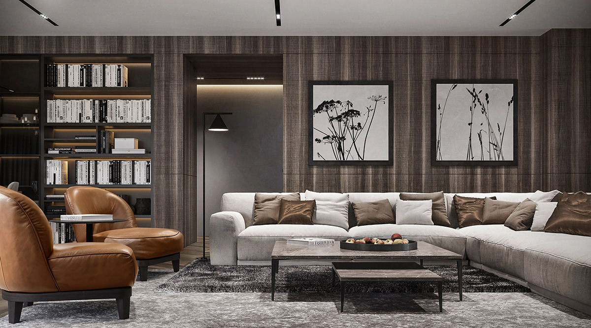Interior modern design luxury wood Marble