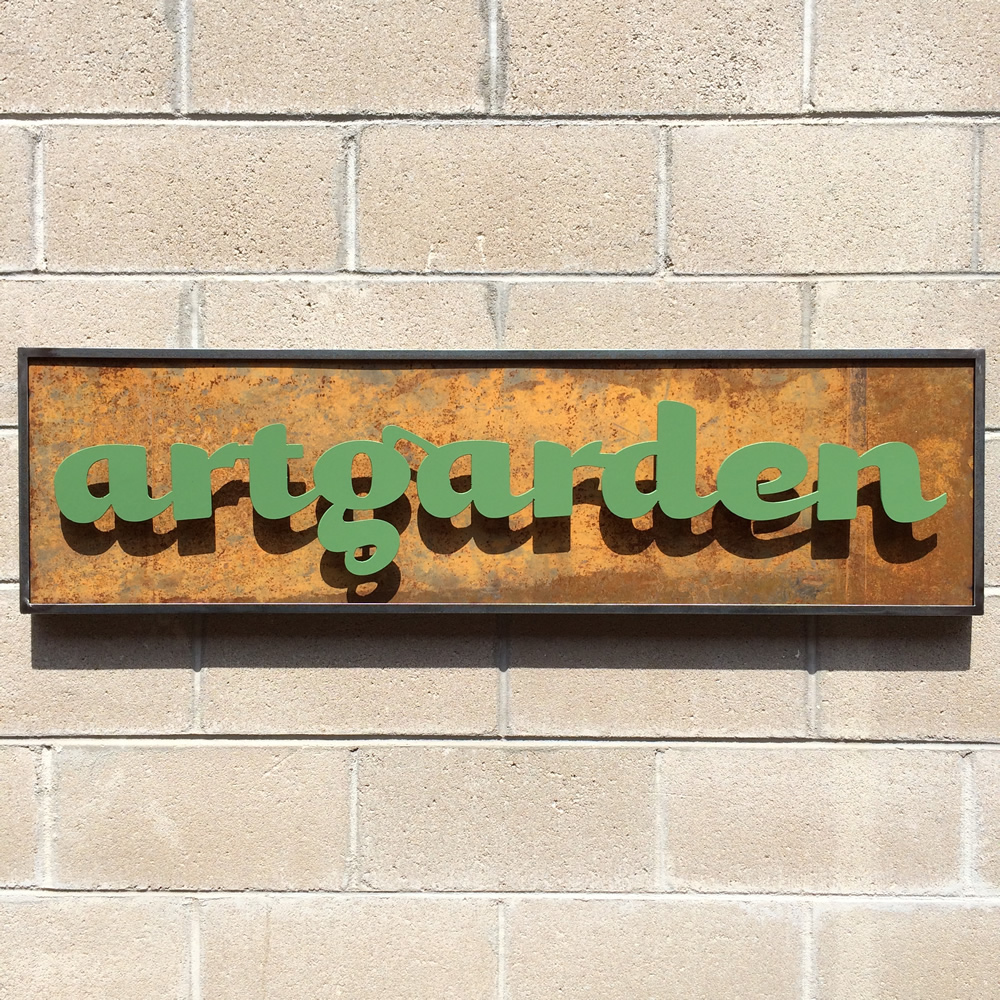 artgarden Signage wayfinding Landscape steel cnc plasmacutting rust exterior industrial rustic