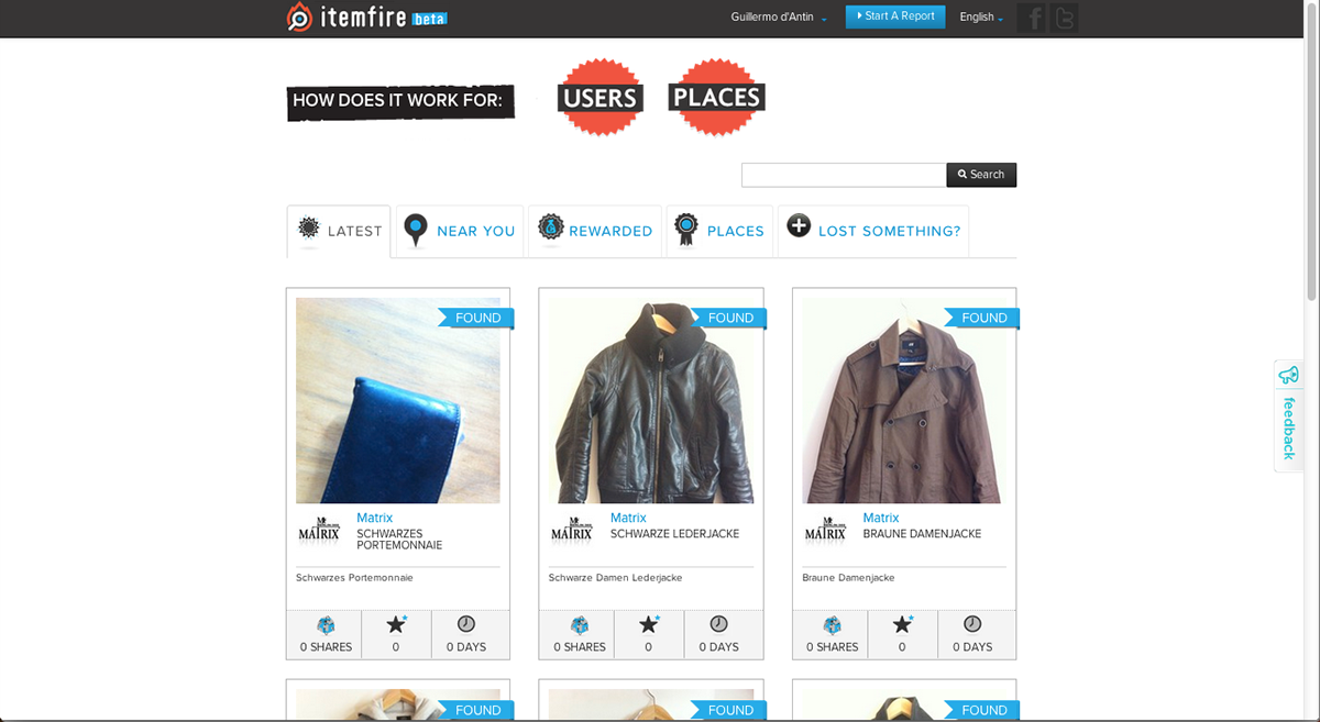ITEMFIRE Usability berlin Lost & Found Items redesign web redesign