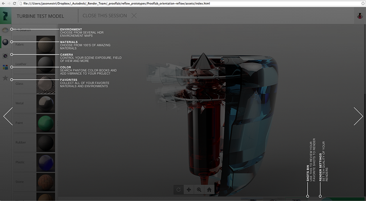 3D Rendering Autodesk UI ux