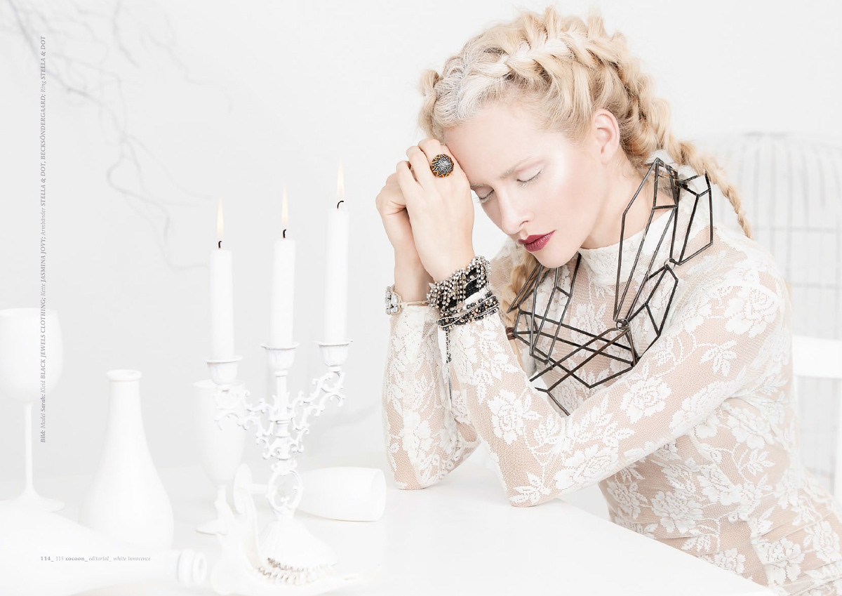 HAIR&MAKE UP model design White Coocoon magazine Stella&Dot Black Jewels Clothing Manufaktur Herzblut Struppets