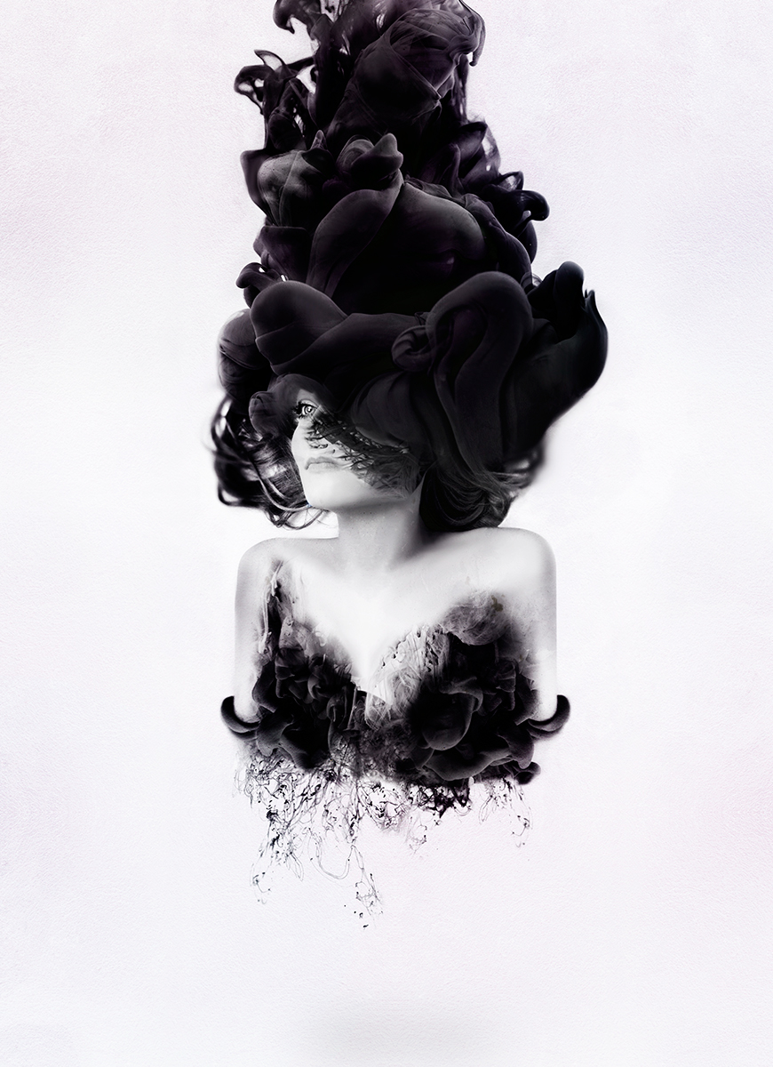 Adobe Portfolio dark art photomanipulation ink clouds people woman beauty Beautiful dani october dani dworshak