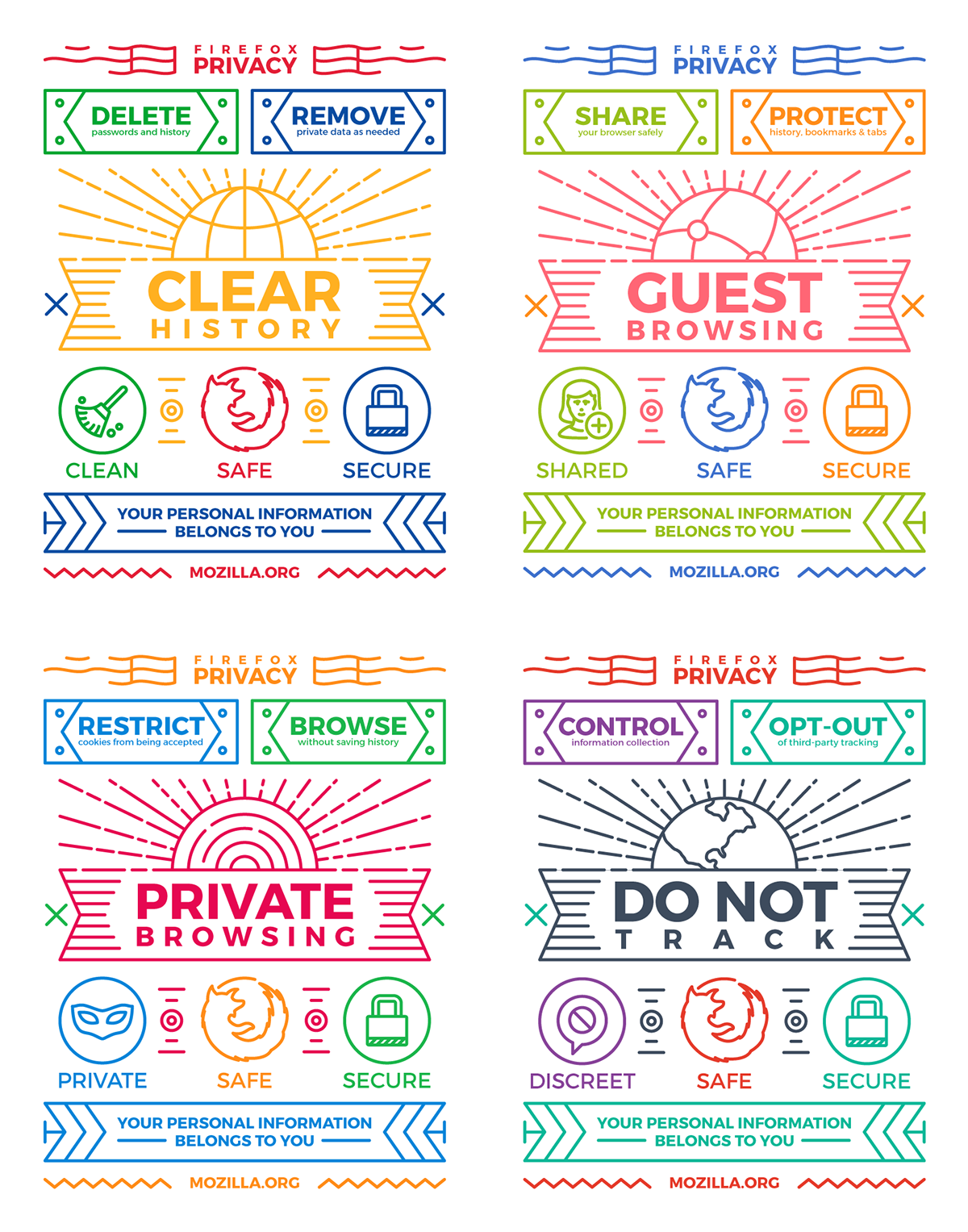 poster icons line illustration banners Badges Primary colors color palette mozilla firefox