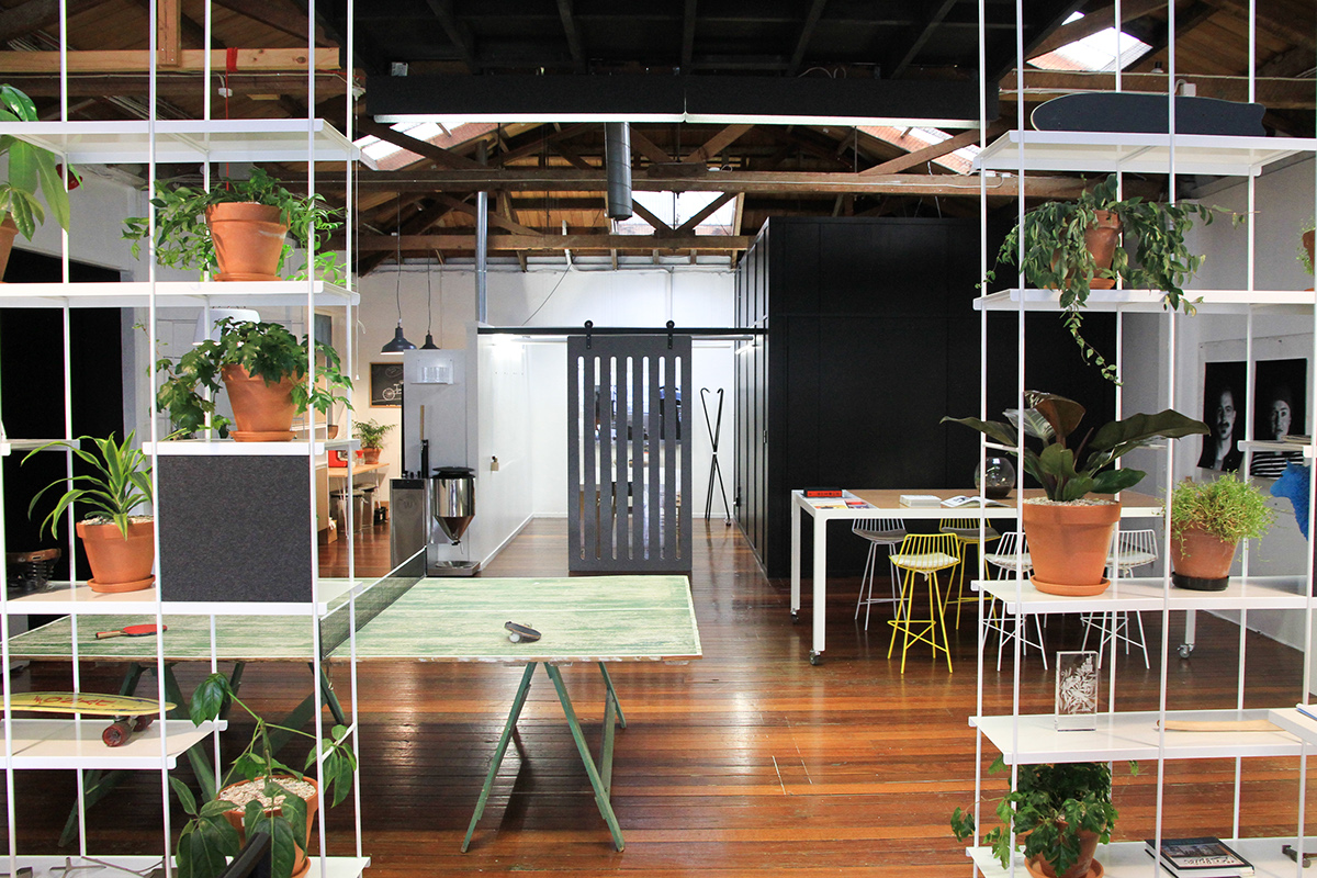 Think and Shift Think & Shift The Aviary  studio Work  Office shared space green wood pitch auckland New Zealand Black box